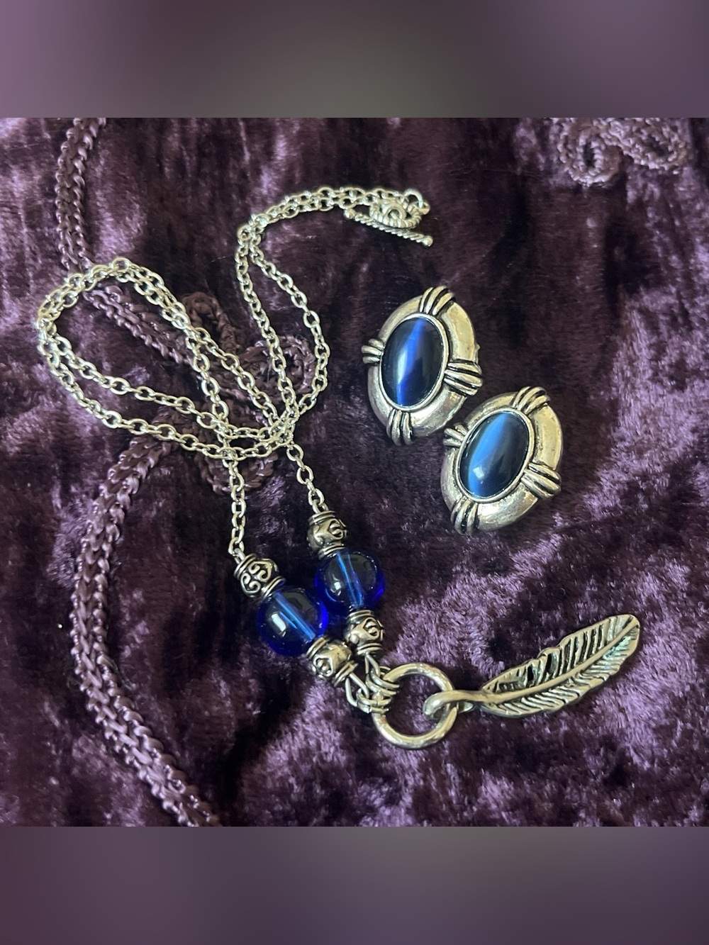 Feather Necklace and Earrings Set